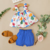 Autumn T-shirt, solid mini-skirt, set, children's clothing, 2022 collection, Korean style, flowered