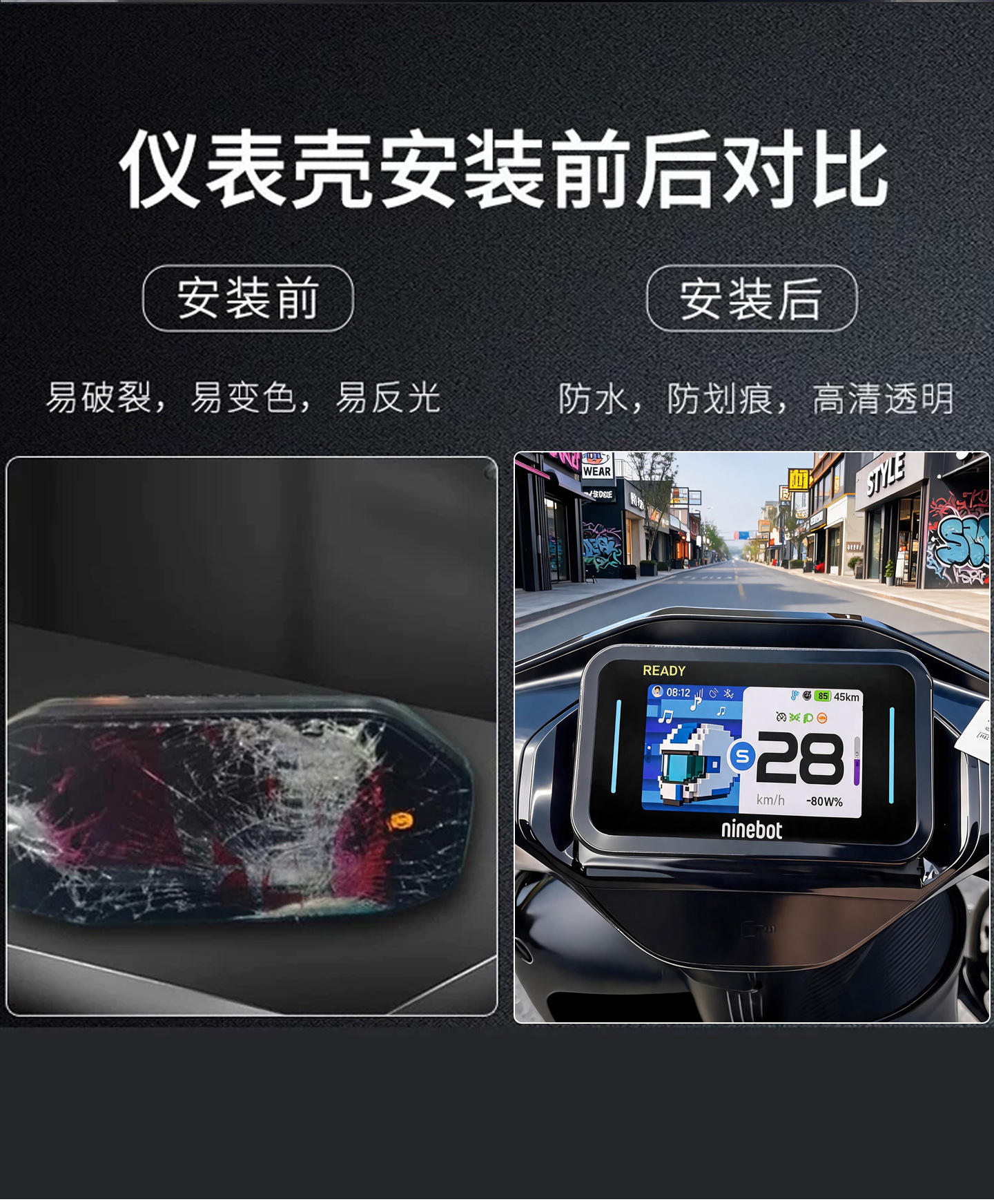 Ninebot F2Z 110 Max electric scooter LCD screen protective film, non-tempered