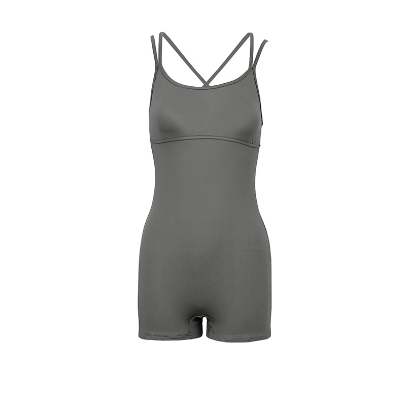 Women's Clothing Women's Sexy Sports Bodysuit Tight Fitting Solid Color Yoga Suspenders Beautiful Back Fitness Romper_ecoleips.com