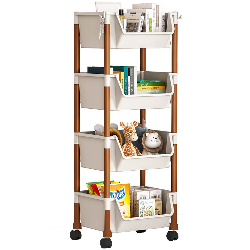 П bookshelf, cart, multilayer storage system, children's bookcase for bedroom