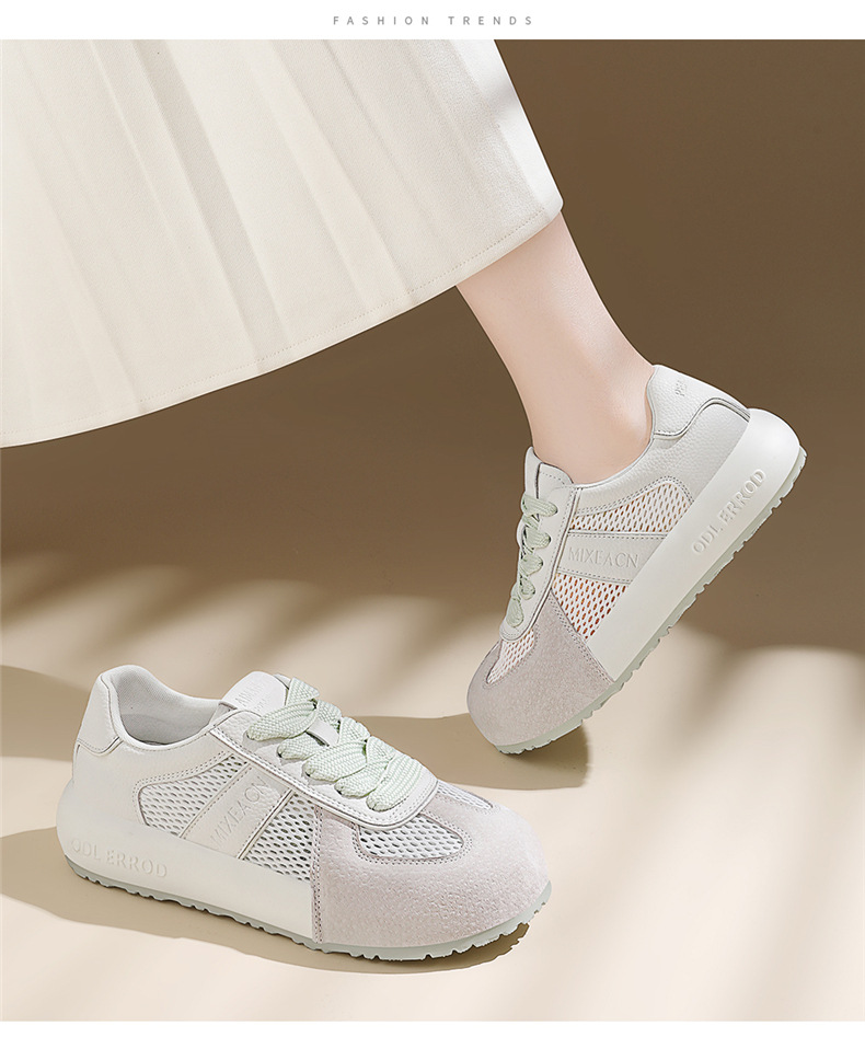 Giày sneaker nữ đế dày phối màu thời trang xuân hè 2026, lưới thoáng khí — 7115 Màu xanh lá cây, 7115 Màu vàng, 7115-1 Trái cây xanh, 7115 -1 Màu vàng chi tiết 12