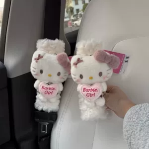 Yaradıcı Damalı Yubka Hello Kitty Kəmər Qoruyucusu, Şirin Cizgi Filmi Plush Örtük