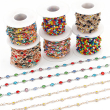 铜质链条眼睛水晶玻璃珠雏菊链手工链延长链项链手链材料diy配件