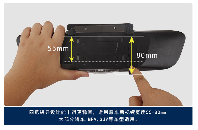 Real Frameless Car Large Field of View Reversing Auxiliary Rearview Mirror 2.5D Curved High-Definition Glass Anti-Glare Blue Mirror