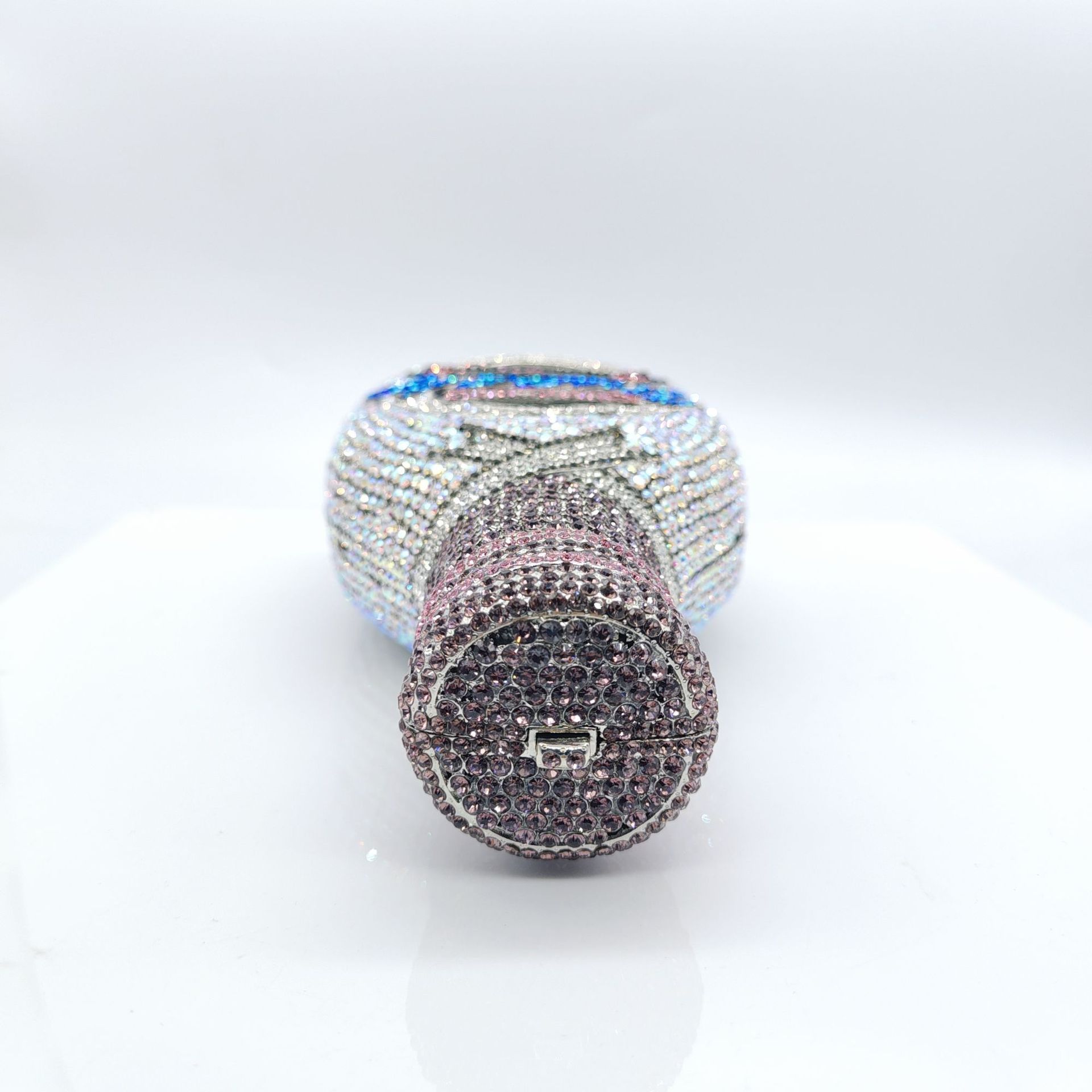 Túi clutch nữ đính đá dạ hội hình chai sâm panh kim cương giả — màu bạc, màu vàng, màu đen chi tiết 6