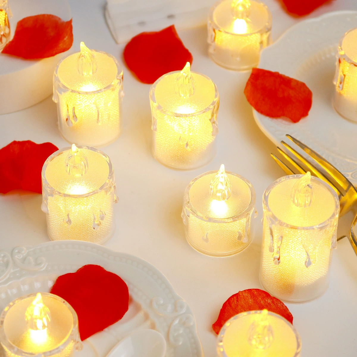 LED Mini Electronic Candle Light, Transparent Shell, Multiple Sizes & Set Options