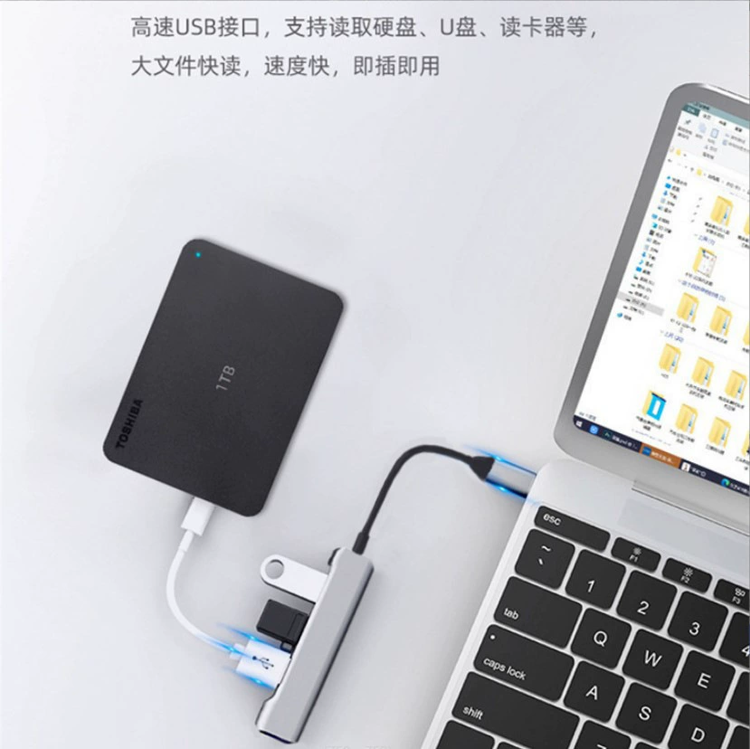 Type c otg expansion dock usb3.0 hub extender four-in-one split hub notebook dock
