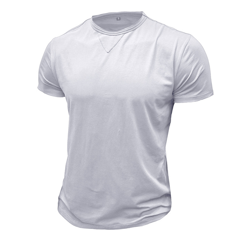 Men's Solid Colour Round Neck Short Sleeve T-shirt Summer Top_voghion.com