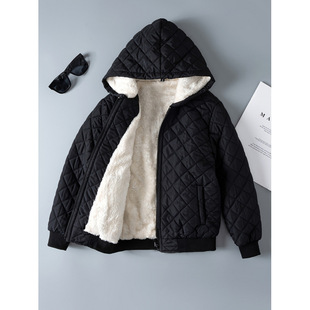 S 57042 Quilted Lamb Fleece Hooded Coat �W�����q�Bñ�޷�