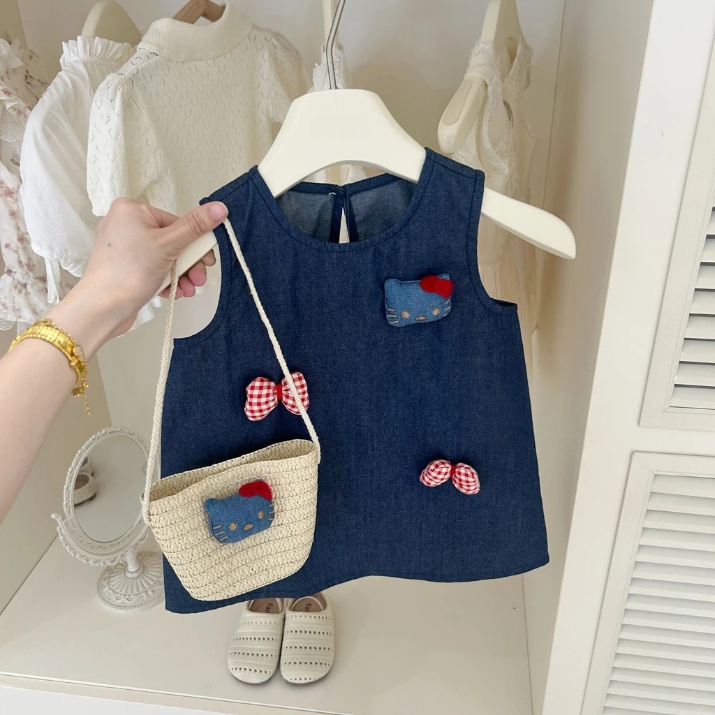 [Xianning Seven] Niñas verano nuevo estilo chaleco de mezclilla falda moda estilo occidental falda casual vestido de princesa marea