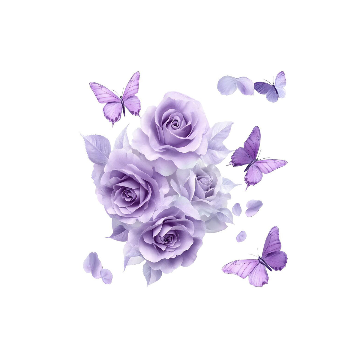 New ACC33321 Beautiful Purple Flower Butterfly Sticker Bathroom Toilet Waterproof Toilet Sticker Wall Sticker