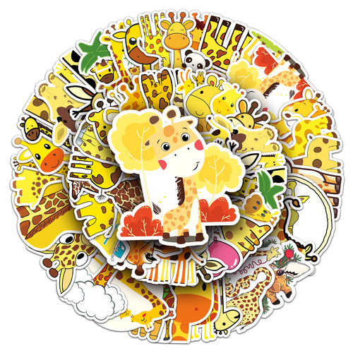 50 Cartoon Giraffe Graffiti Cute Animal Guka Children’s Rewards DIY Skateboard Water Cup Luggage Stickers