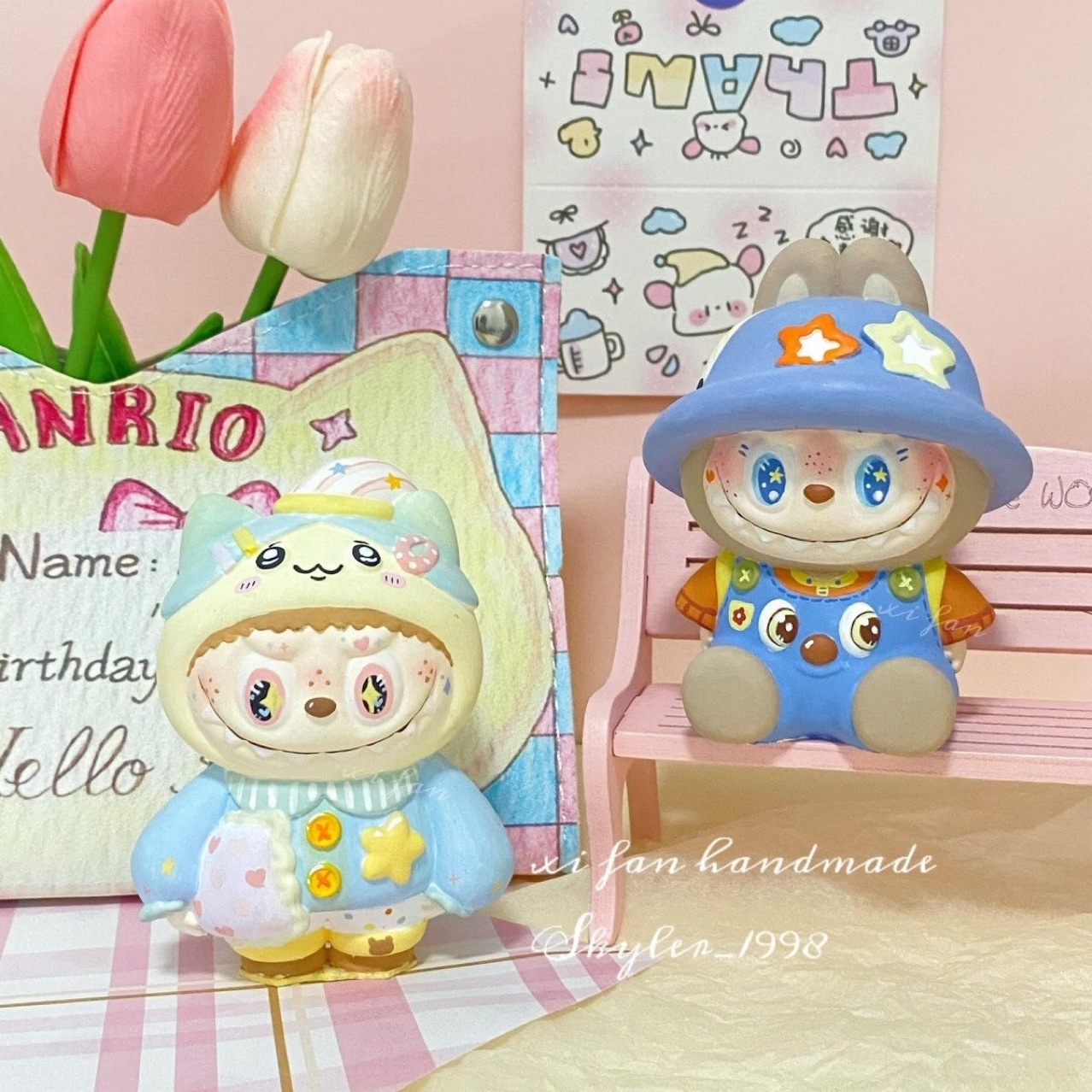 3D dibujos animados estereoscópicos tela de tela de tela de fragancia muñeca de banda magnética blanca DIY dibujado a mano bolso de cámara mini adornos