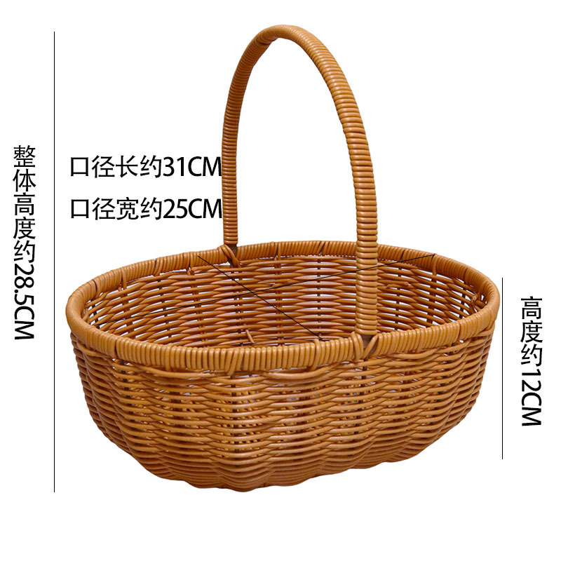 Cestas de frutas de caña tejidas a mano, cestas de almacenamiento domésticas portátiles de gran tamaño, cestas de regalo de huevos, cestas de regalo