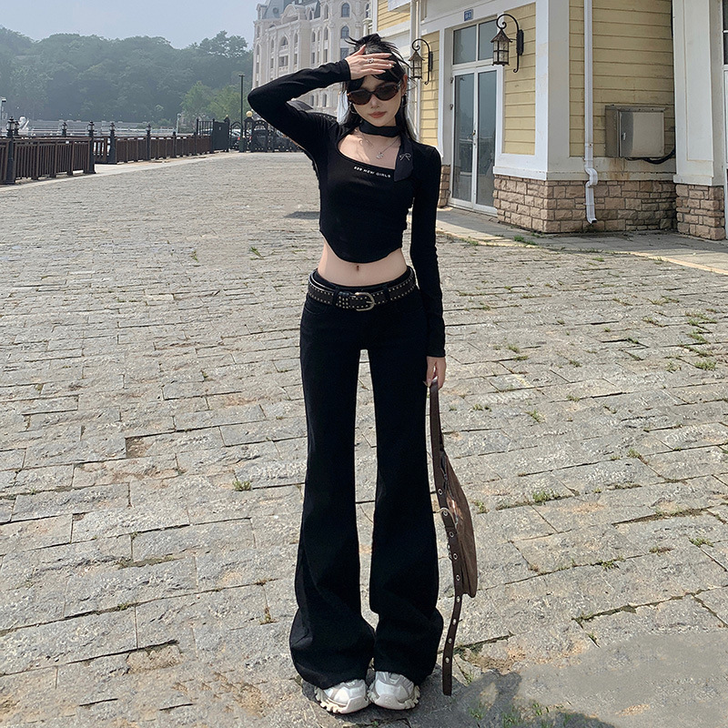 American-Style Spicy Girl Wide-Leg Pants 2026 Spring/Summer New Non-Tight-Fitting Versatile Flared Pants Floor-Length Low-Waist Jeans for Women Trendy American-Style Spicy Girl Wide-Leg Pants 2026 Spring/Summer New Non-Tight-Fitting Versatile Flared Pants Floor-Length Low-Waist Jeans for Women Trendy