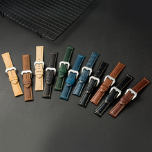 现货批发疯马皮胖大海手表带欧美磨砂复古粗犷疯牛皮表带222426mm