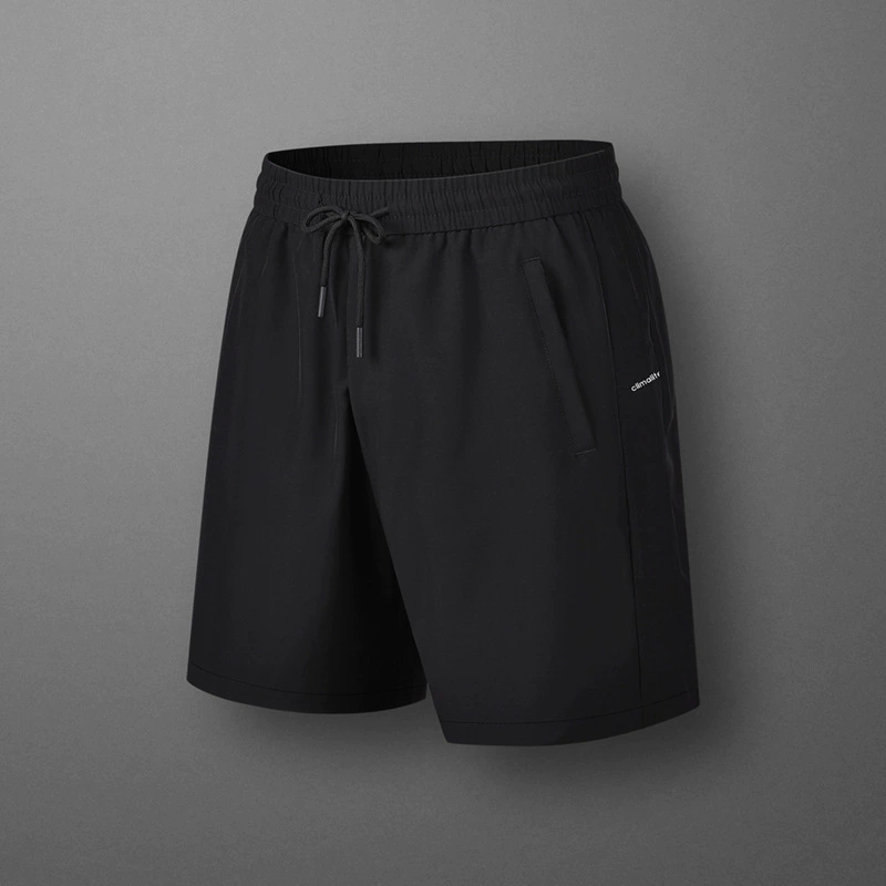 Шорты с ледяным шелком мужской летний новый черный повседневный прохладный дышащий эластичные быстрорастущие фитнес бег спортивные укороченные брюки