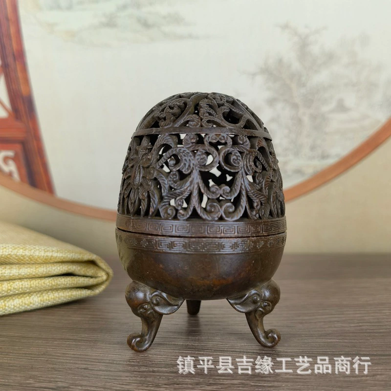 Ароматическая горелка с тремя ногами в виде слона, антикварная коллекция Qianlong Year, ретро украшение для домашнего офиса, ароматическая горелка