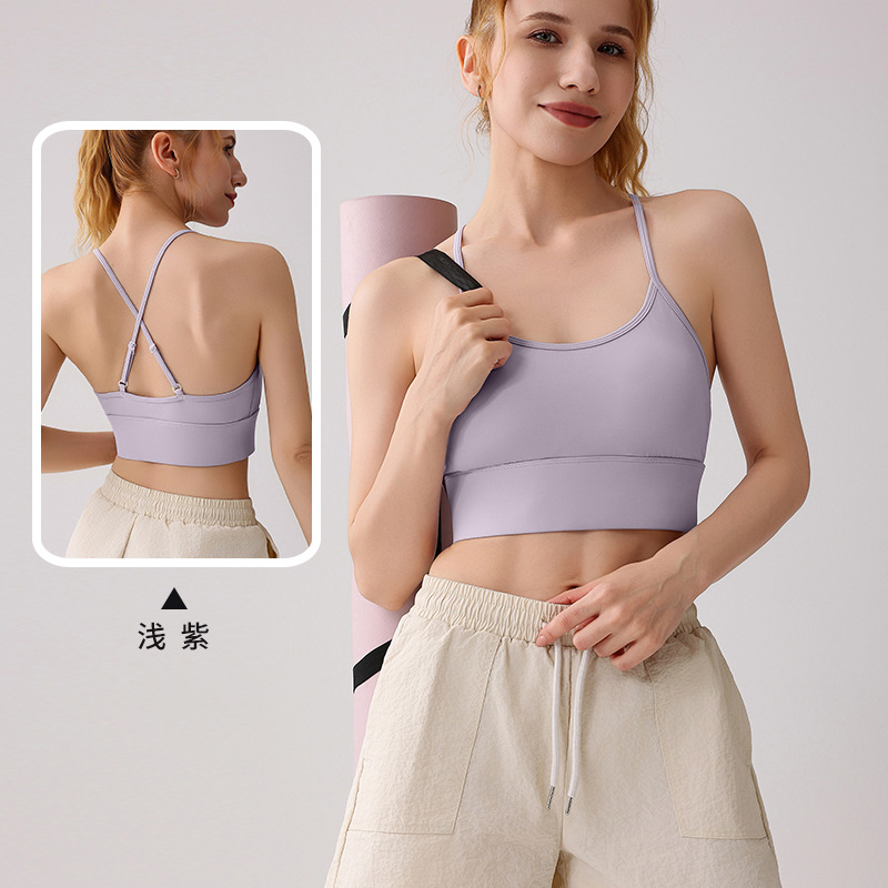 Ropa interior deportiva europea y americana, chaleco a prueba de golpes, tirantes, tops de fitness para correr desnudos, sujetador trasero sexy