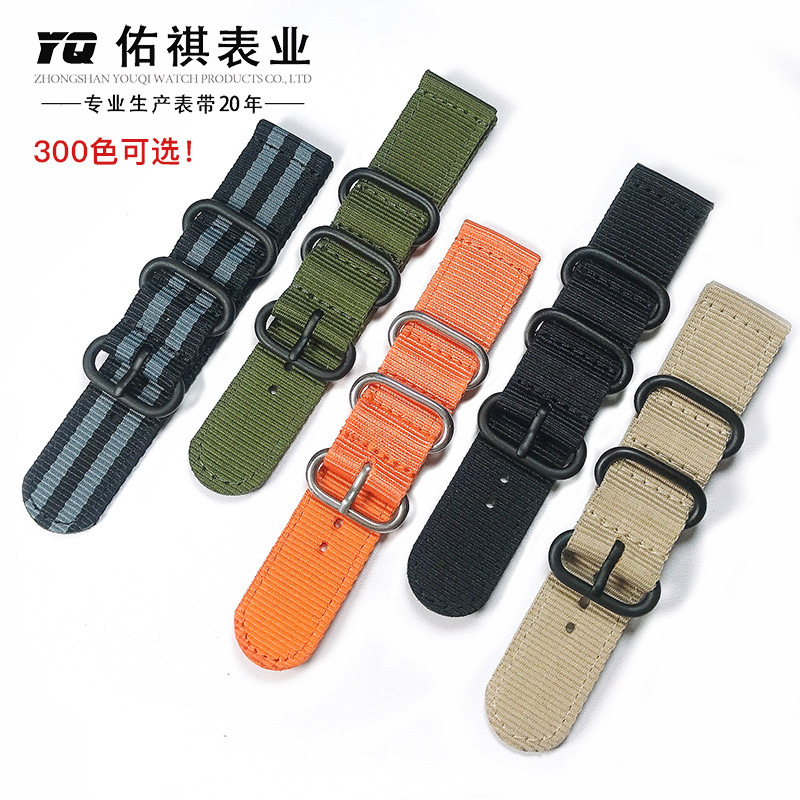 Woven Black Ring Thickeneded Nylon Watch Strap Suitable for Samsung Watch Strap Quick Release Gear/S3/S2 Apple Watch Strap Wholesale