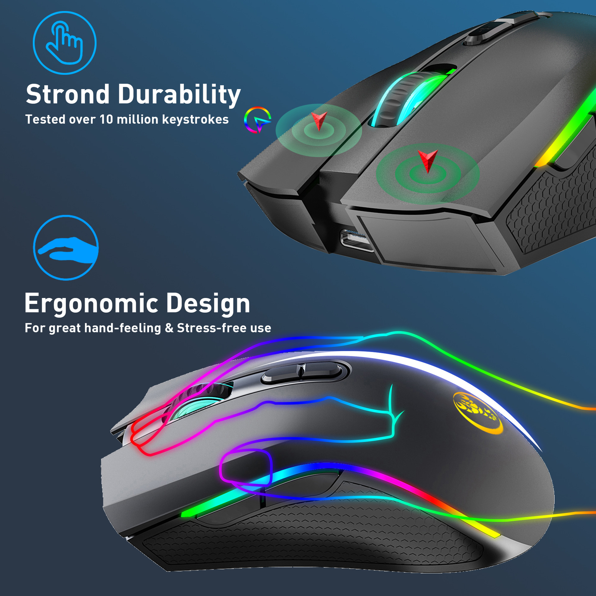 New macro programming RGB glowing game esports wired mouse, 6-level DPI adjustable 7200dpi_voghion.com