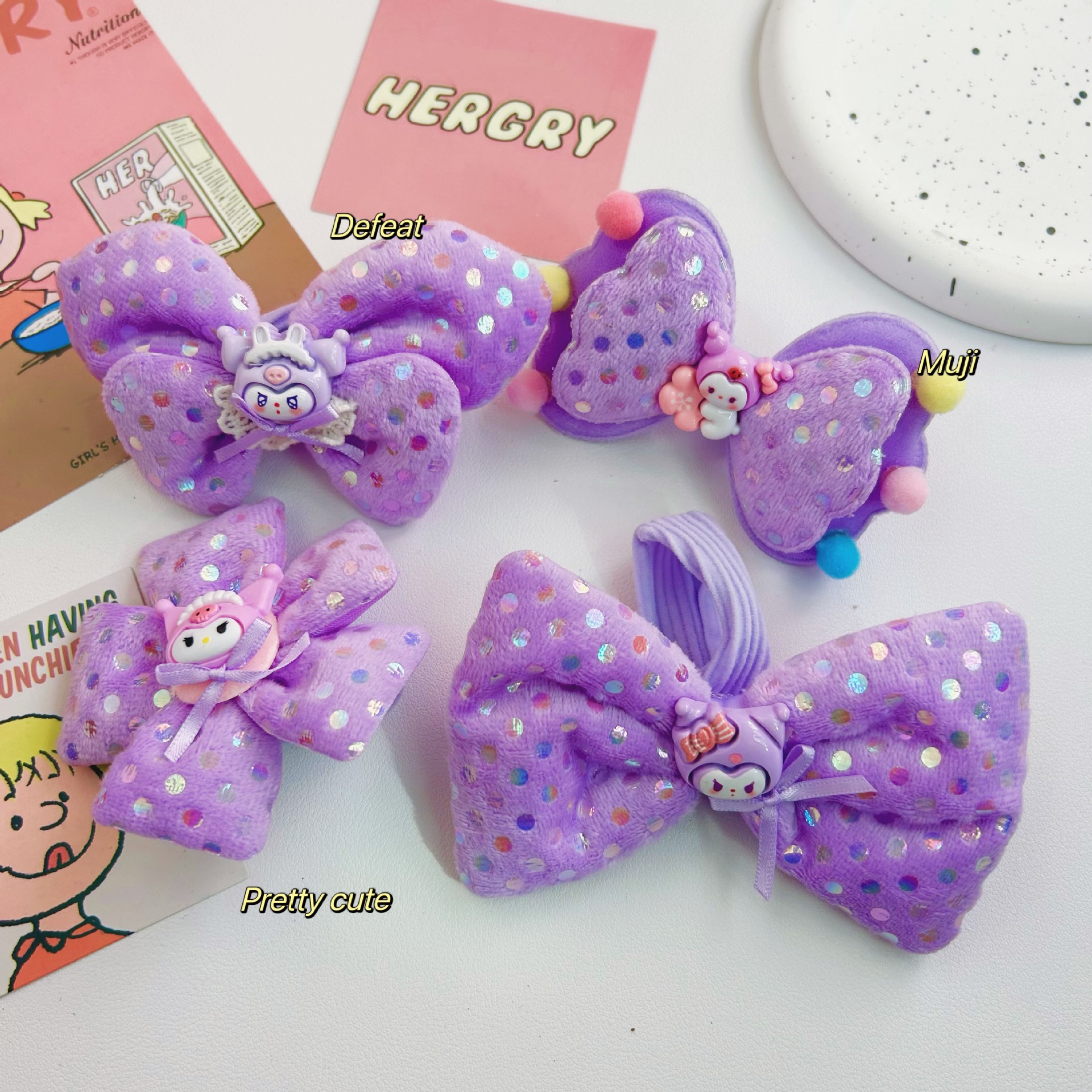 Niños anillo de cabello púrpura Kulomi otoño y invierno nuevo tela de lana correa de correa niña bola cabeza linda corda de cabello