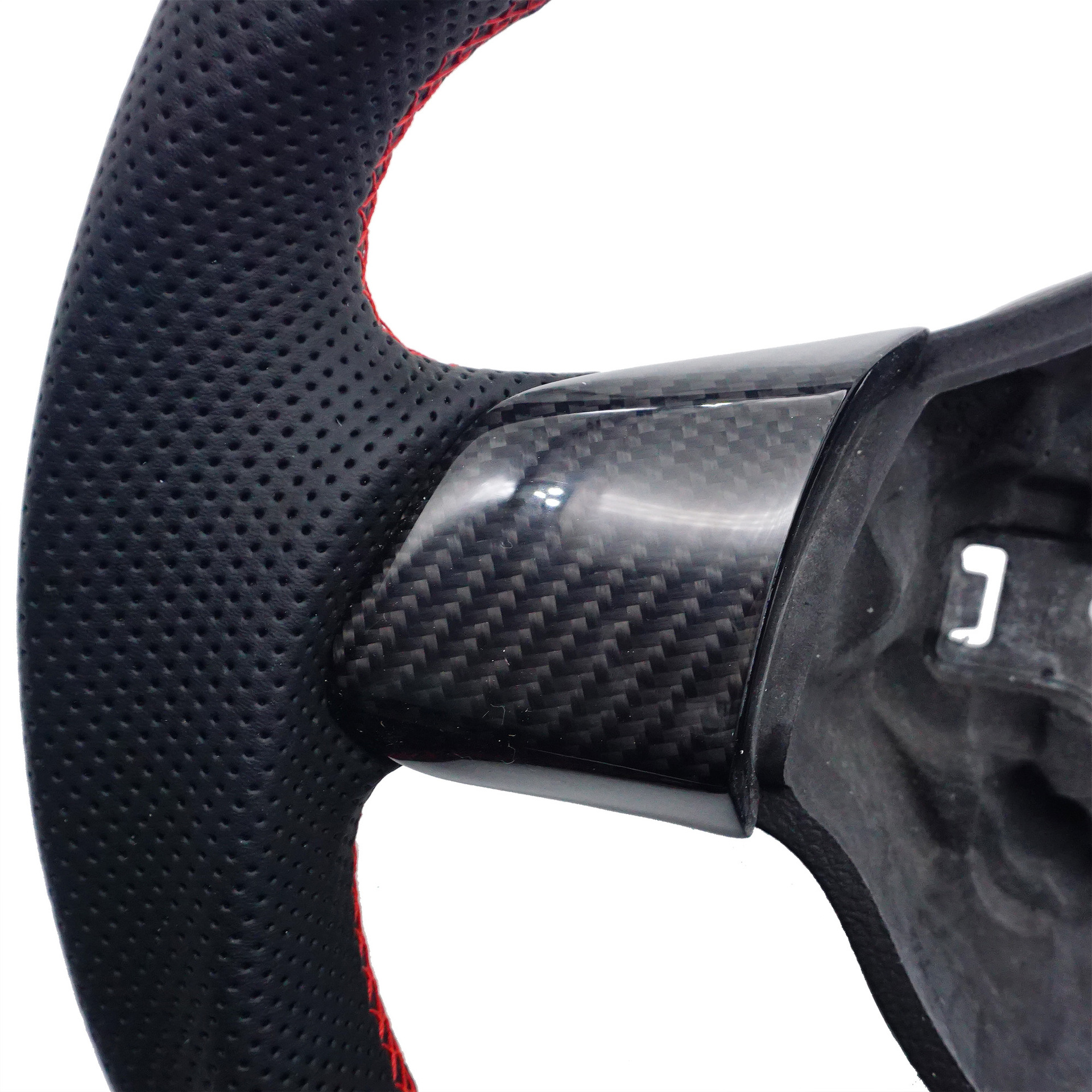 Suitable for Volkswagen Golf 6 Golf Mk6 Carbon Fiber Semi-Perforated Red Line Dual Red Centering Mark Steering Wheel
