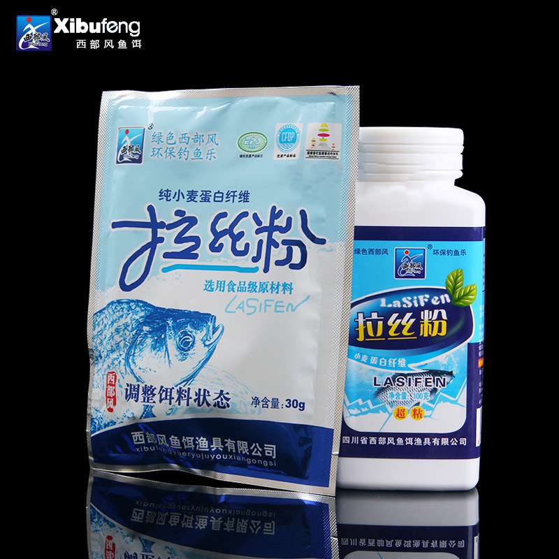 Western wind wire drawing powder bag 30g sticky powder small bottle 100g wheat protein State powder bait wholesale