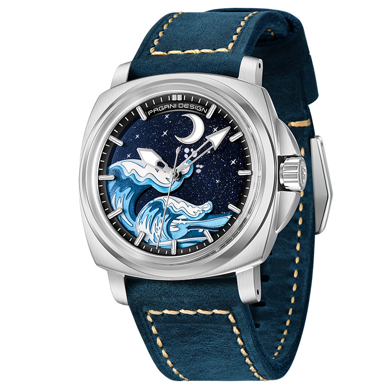 Reloj mecánico PAGANI hombre totalmente automático de luz nocturna moda personalidad impermeable reloj de cuero para hombres YS014