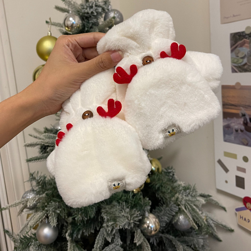 ヘラジカのクリスマスの手袋の女性の冬の毛の保温は学生を覆います。|undefined