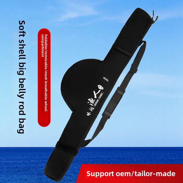 Soft Shell Pole Bag Front Rod Bag Grain Mai Pole Pole Bag Free Fishing Wheel Portable Foldable Big Belly Bag Sea Pole Bag