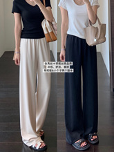 含真丝铜氨丝凉感舒适高腰垂顺休闲直筒阔腿裤女春夏新款G062201