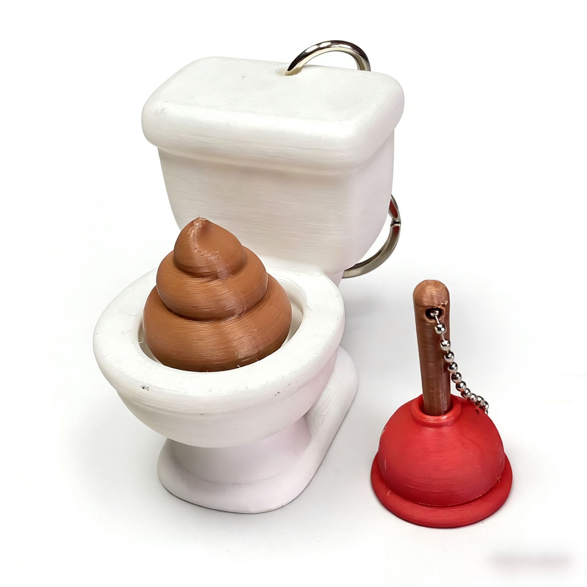Cross-Border Hot-Selling Toilet Button Stress-Relief Clicker Keychain Prank Toy That Won'T Fall Off