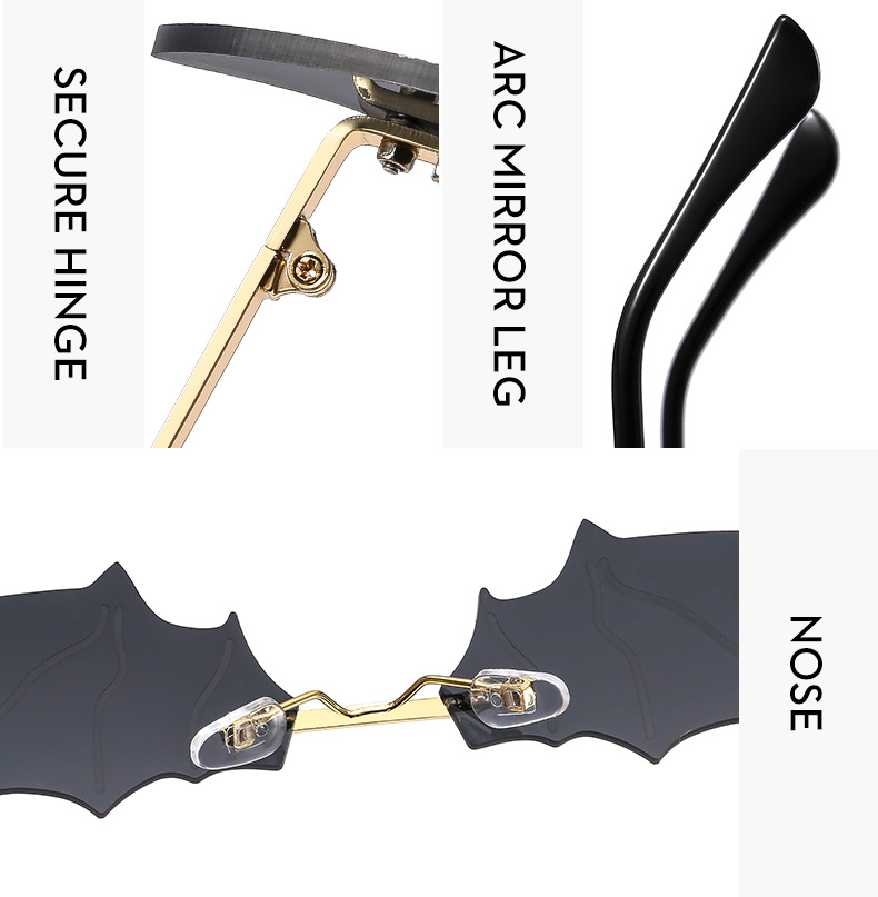 Nouvelles lunettes de soleil chauve-souris sans cadre européennes et américaines, lunettes de soleil photo de fête amusantes et colorées, lunettes de soleil tendance transfrontalières_voghion.com