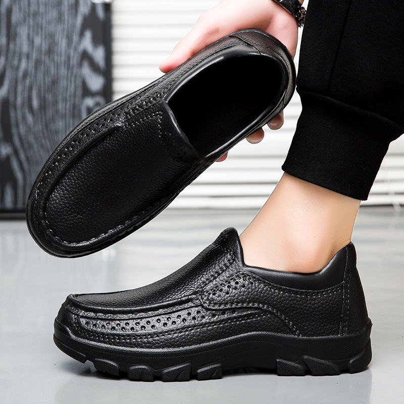 Popular Large-size Lightweight Casual Leather For Men, Oil-resistant And Slip-resistant Chef Cross-border Slip-on_vogvips.com