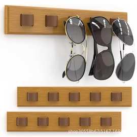 眼镜收纳架实木壁挂架太阳镜陈列架壁挂式墙上墨镜收纳架