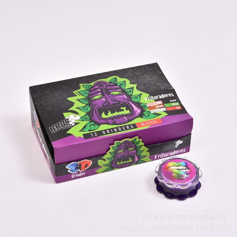 60mm de tres capas de molino de tabaco plano molino de tabaco de plástico de color mixto fábrica rotativa de tabaco en stock