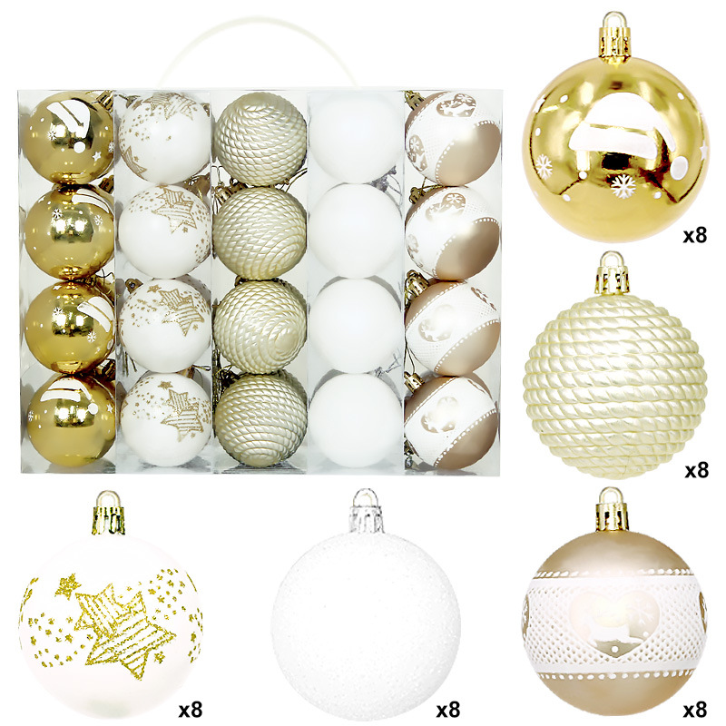 Amazon Cross-border Christmas Ball Set 6CM40 bolas decorativas de Navidad bolas pintadas bolas de plástico galvanizado
