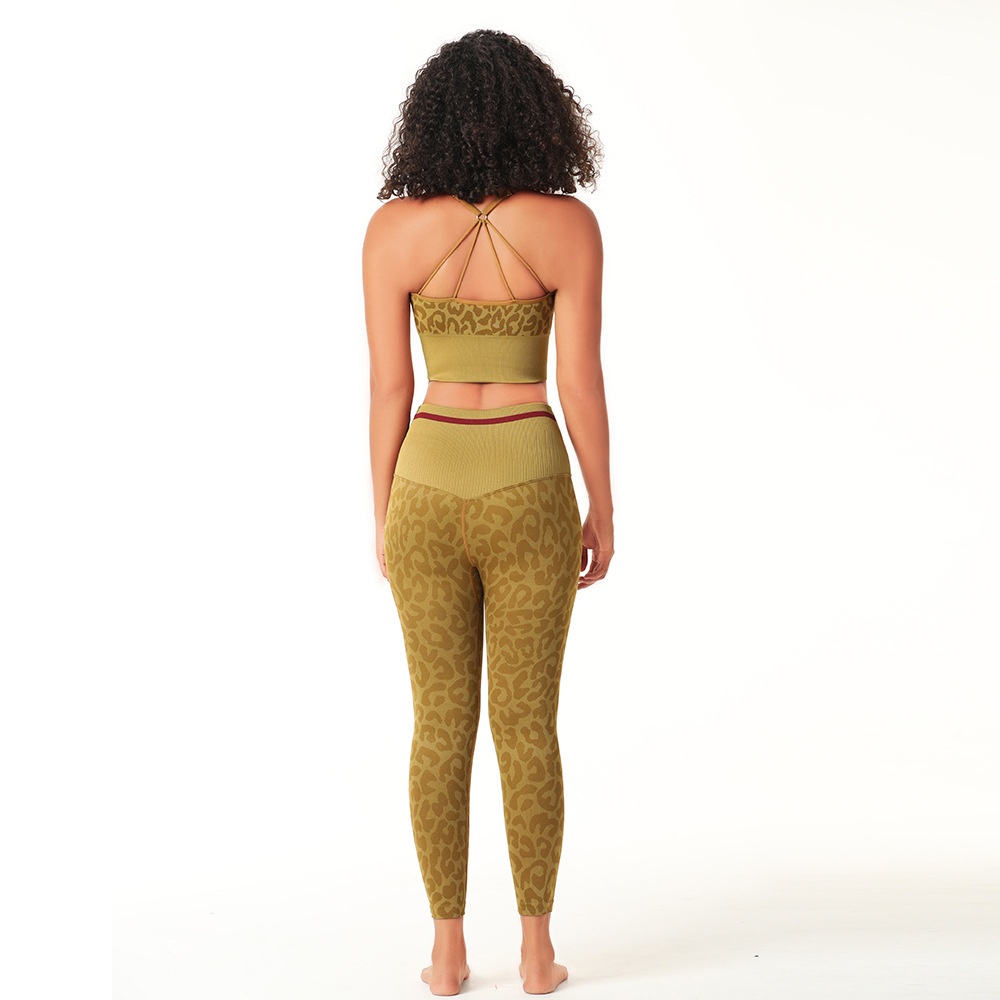 欧美迷彩吊带运动文胸美背性感健身跑步运动健身长裤瑜伽服套装女