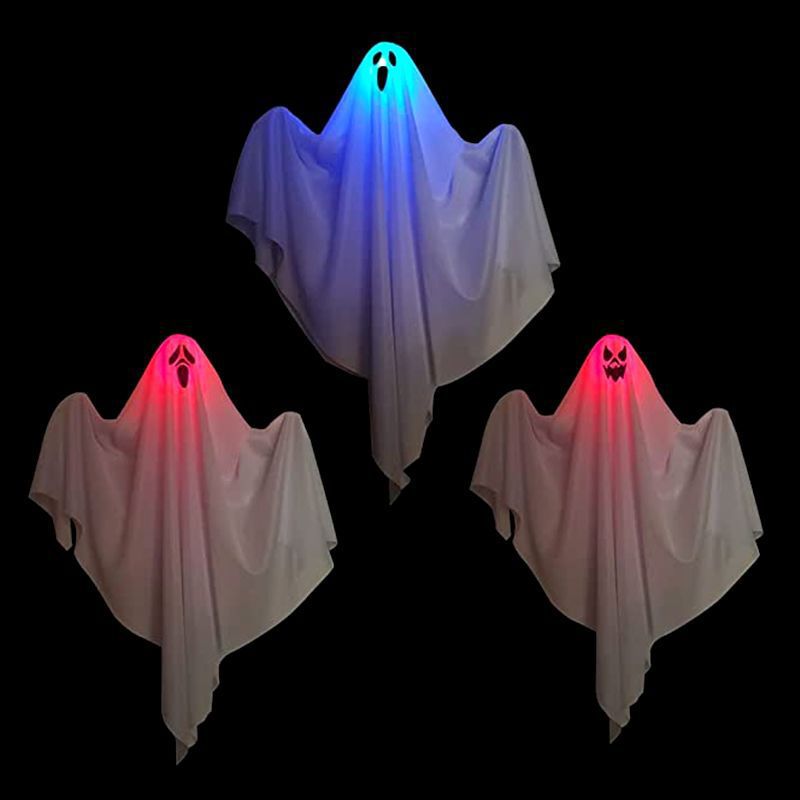 Halloween luminoso fantasma blanco colgando fantasma horror decoración puerta colgante casa embrujada escapar escena diseño Accesorios