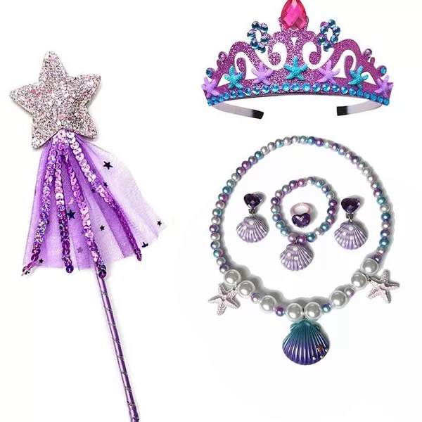 Children's Mermaid Princess Necklace Set Pearl Shell Necklace Girls Birthday Party Jewelry Set
