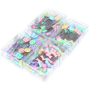 Pp Plastic Boxed Fancy Pin Button Bow Tie Butterfly Plum Blossom Heart Pin Handmade Sewing Positioning Pin