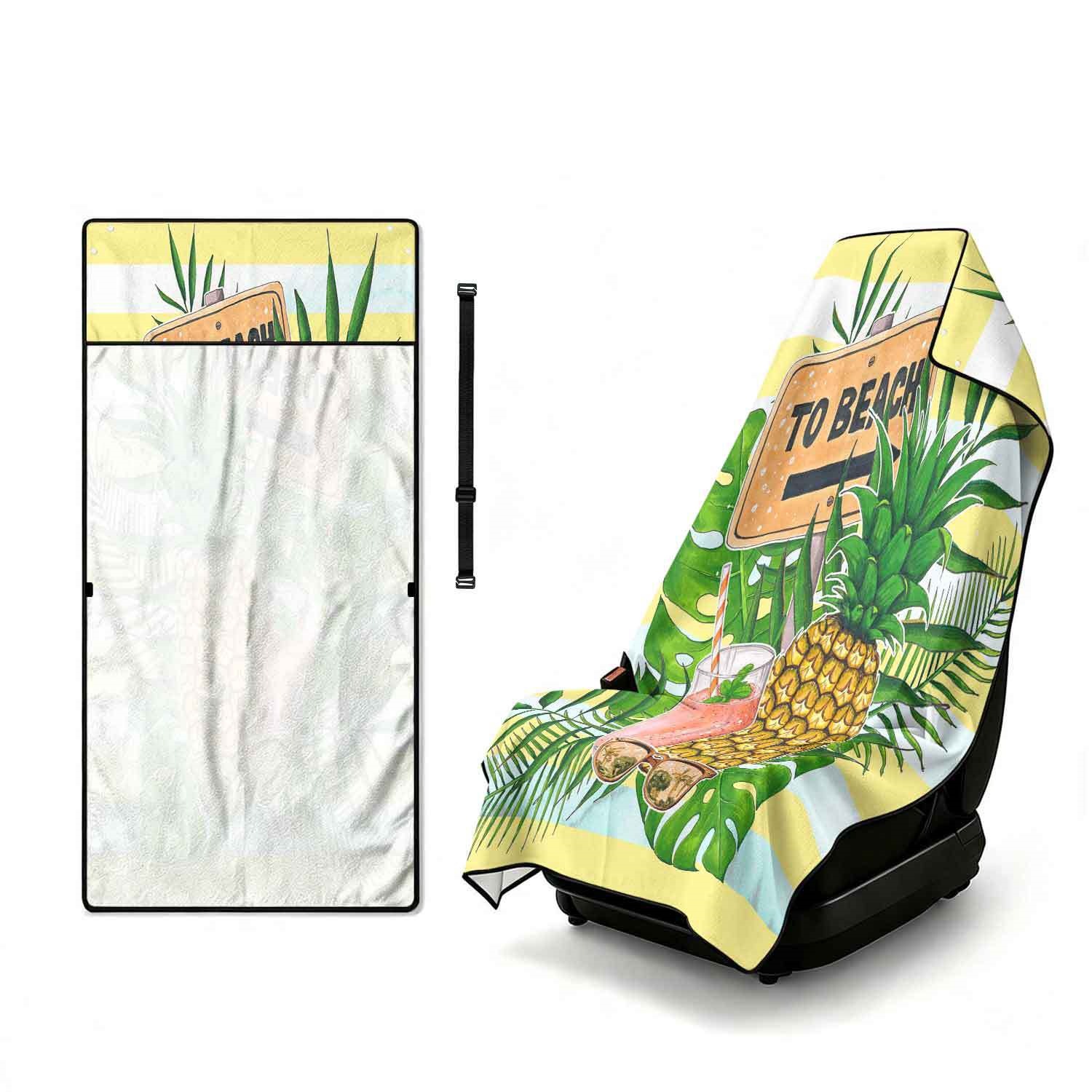 Summer bath towel and car seat cover 2-in-1, ultra-fine fiber outdoor beach and car dual-use universal seat cushion