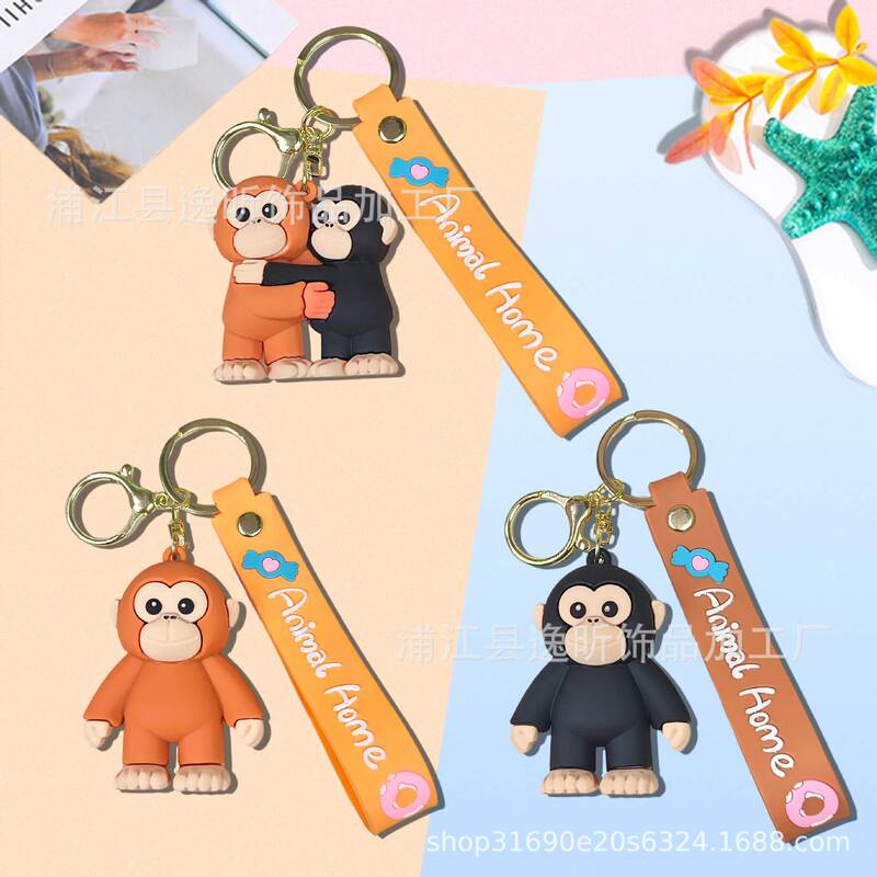 Cartoon Gorilla Keychain Cute Gorilla Car Keychain Couple Backpack Pendant Manufacturer Wholesale Small Gift