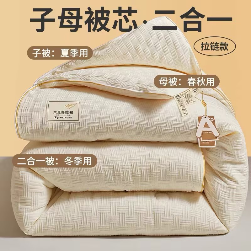 콩 섬유 이불 코어 봄과 가을 이불 겨울 이불 두껍게 따뜻한 겨울 면화 침구 사계절 유니버설 단일 기숙사