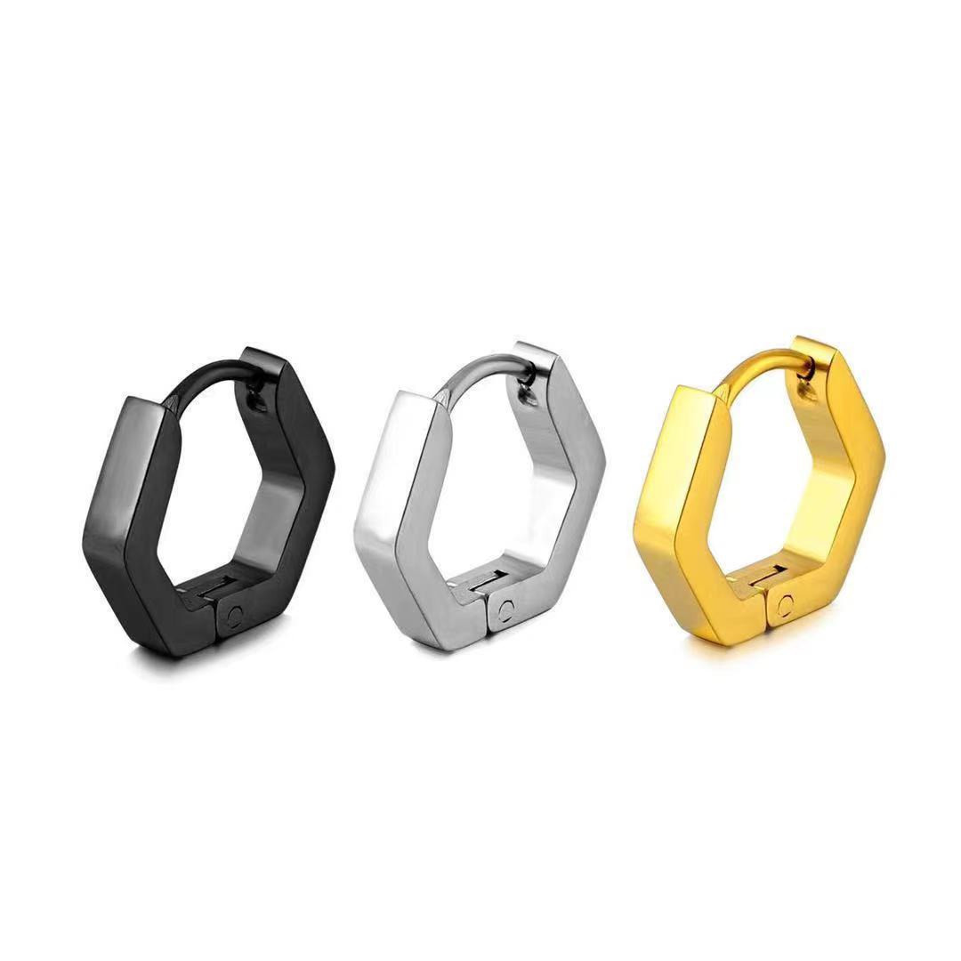 多邊形耳扣 簡約歐美菱形钛鋼耳環女 潮流可定制朋克情侶耳飾批發