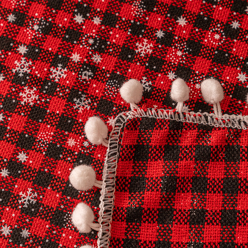 Christmas snowball tablecloth plaid print coffee table dining table dresser cover Christmas New Year decoration background