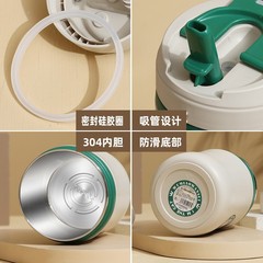 Gift set insulated water bottle large capacity for girls high appearance portable 304 stainless steel double straw cup popular item