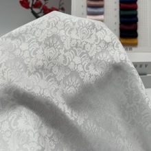 现货缎面花朵暗纹立体提花布 春秋连衣裙 套装新中式汉服色丁面料