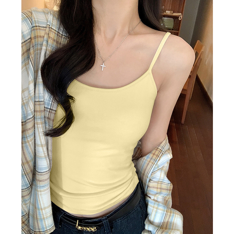 H587 Small Strap Slim Slim-Fit Hot Girl Top Women's Chest Pad Inner Vest Summer Sexy T-Shirt All-Match